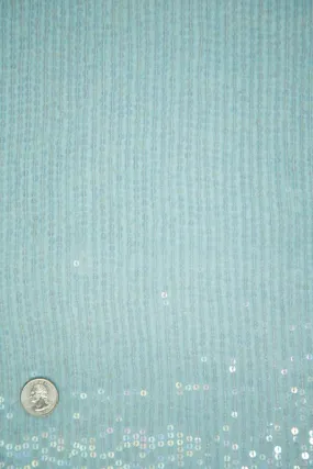 Aqua Sequins & Beads on Silk Chiffon JEC-132-8 Fabric