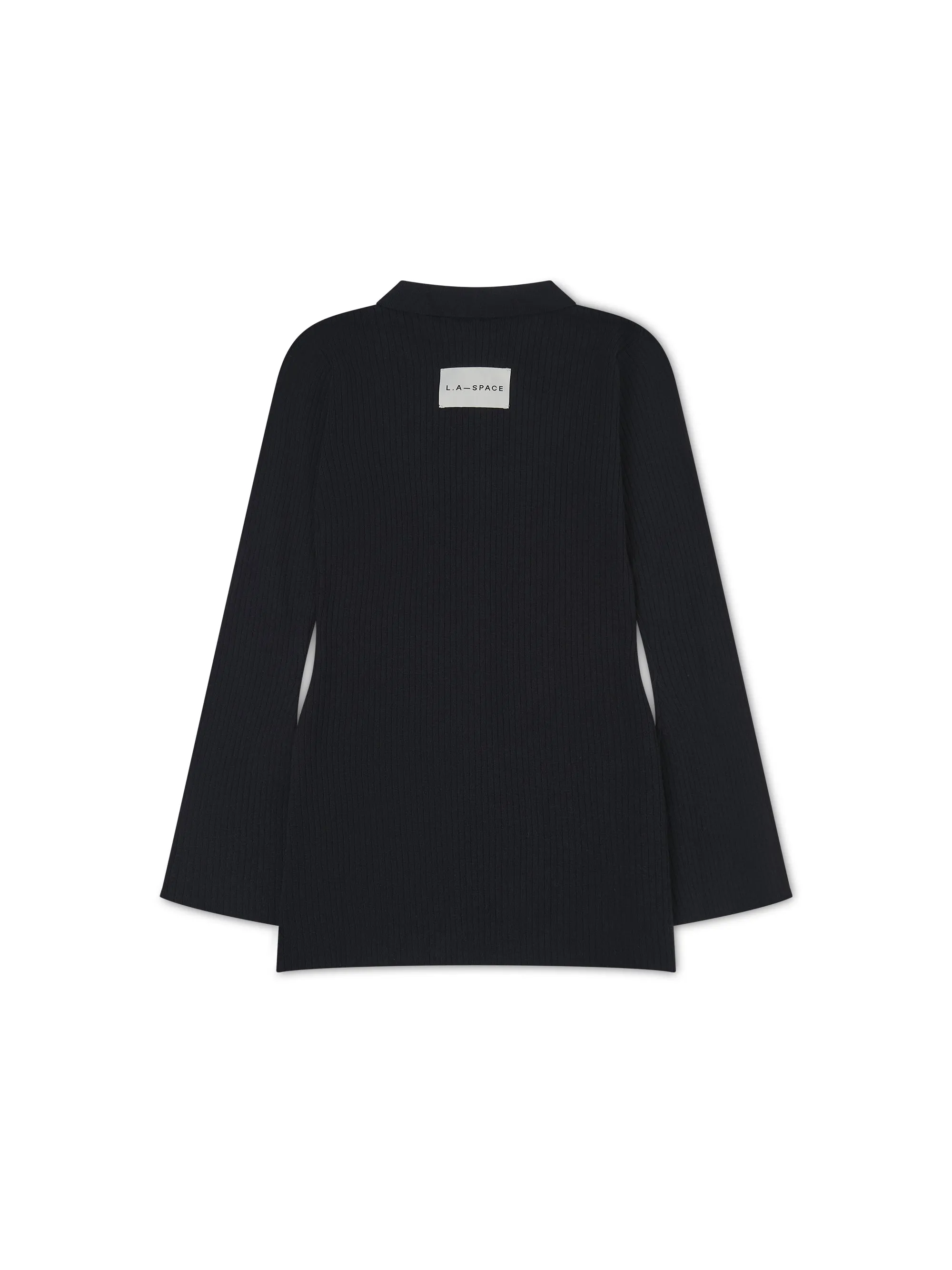 'AUSTIN' RIB KNITTED BUTTON THROUGH TOP NAVY