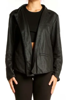 Black Cotton Blend Moto Jacket