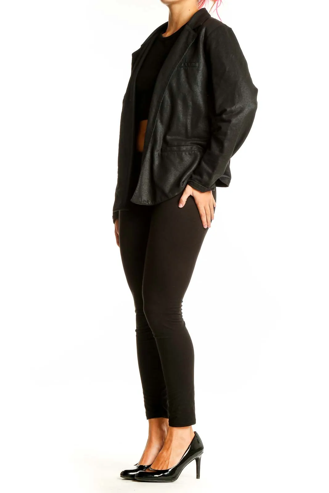 Black Cotton Blend Moto Jacket