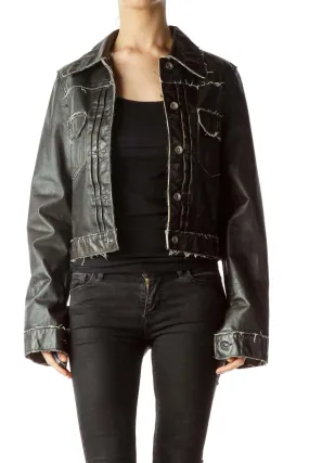 Black Distressed Leather Jacket