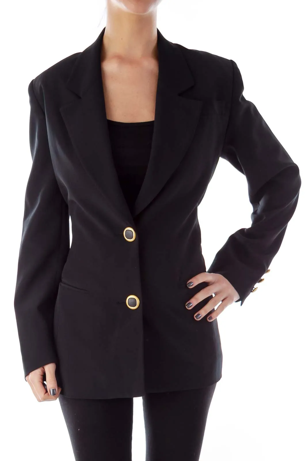 Black Gold Button Blazer