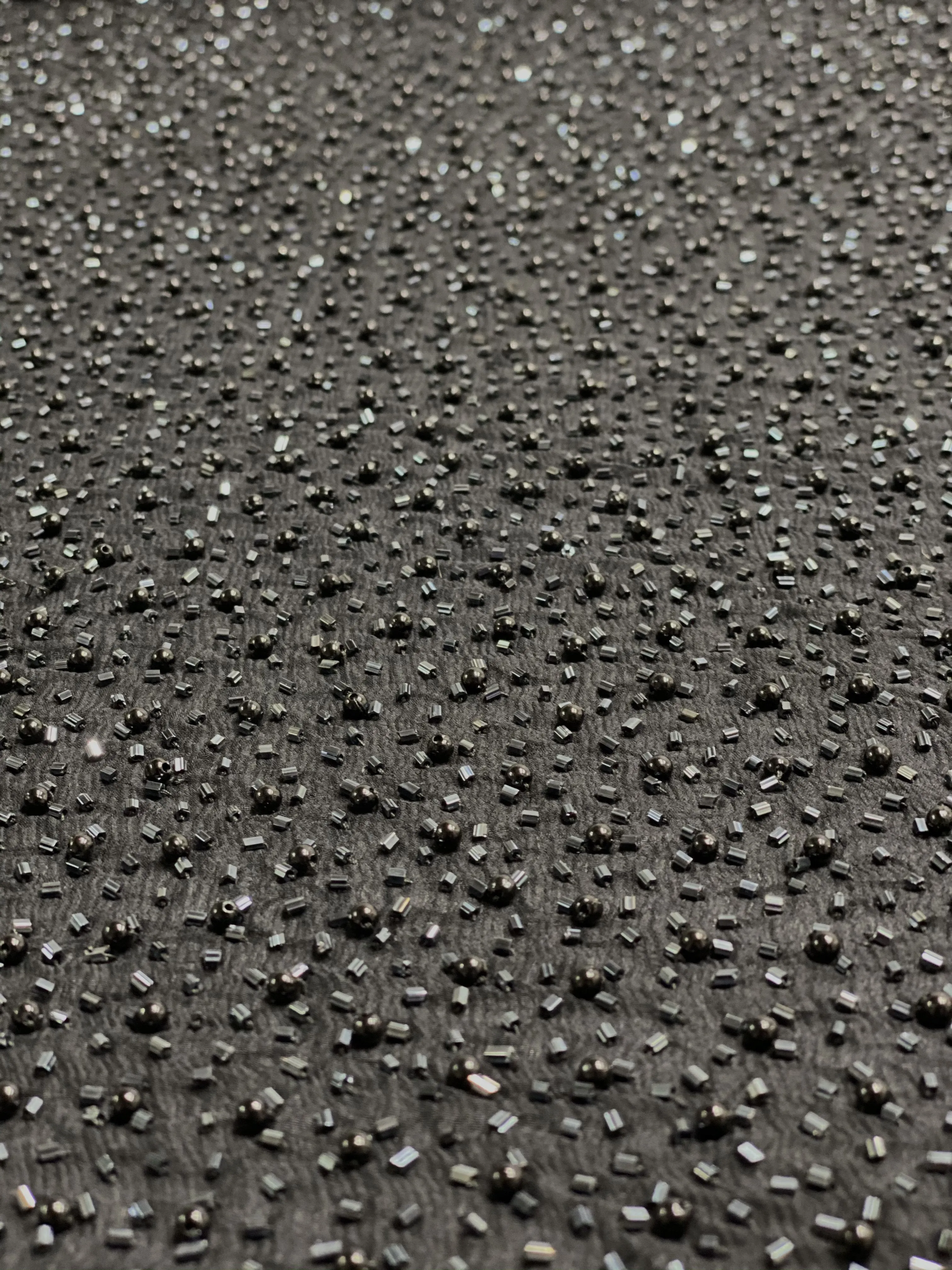 Black Gunmetal Sequin & Beads On Silk Chiffon JEC-011-26 Fabric