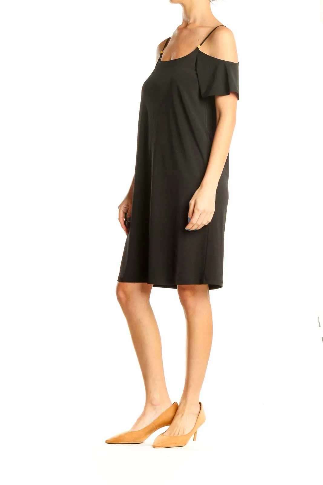 Black Off The Shoulder Shift Dress