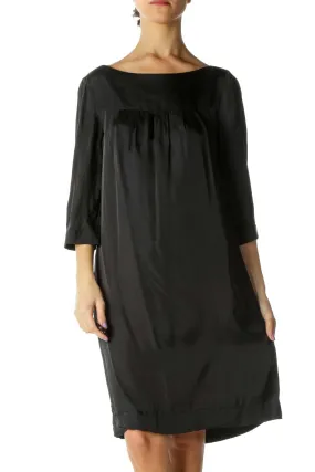 Black Round Neck Shift Dress