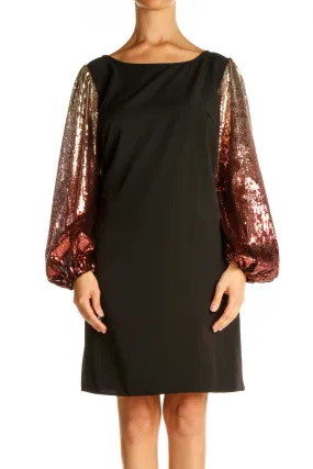 Black Sequin Cocktail Shift Dress