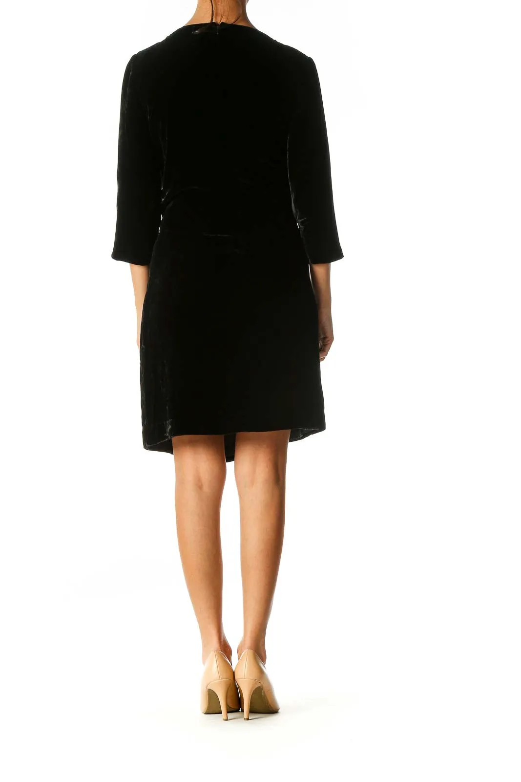 Black Textured Classic Shift Dress