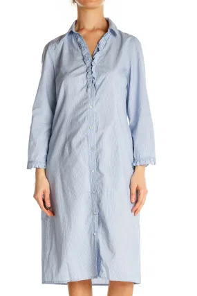 Blue Solid Day Shift Dress