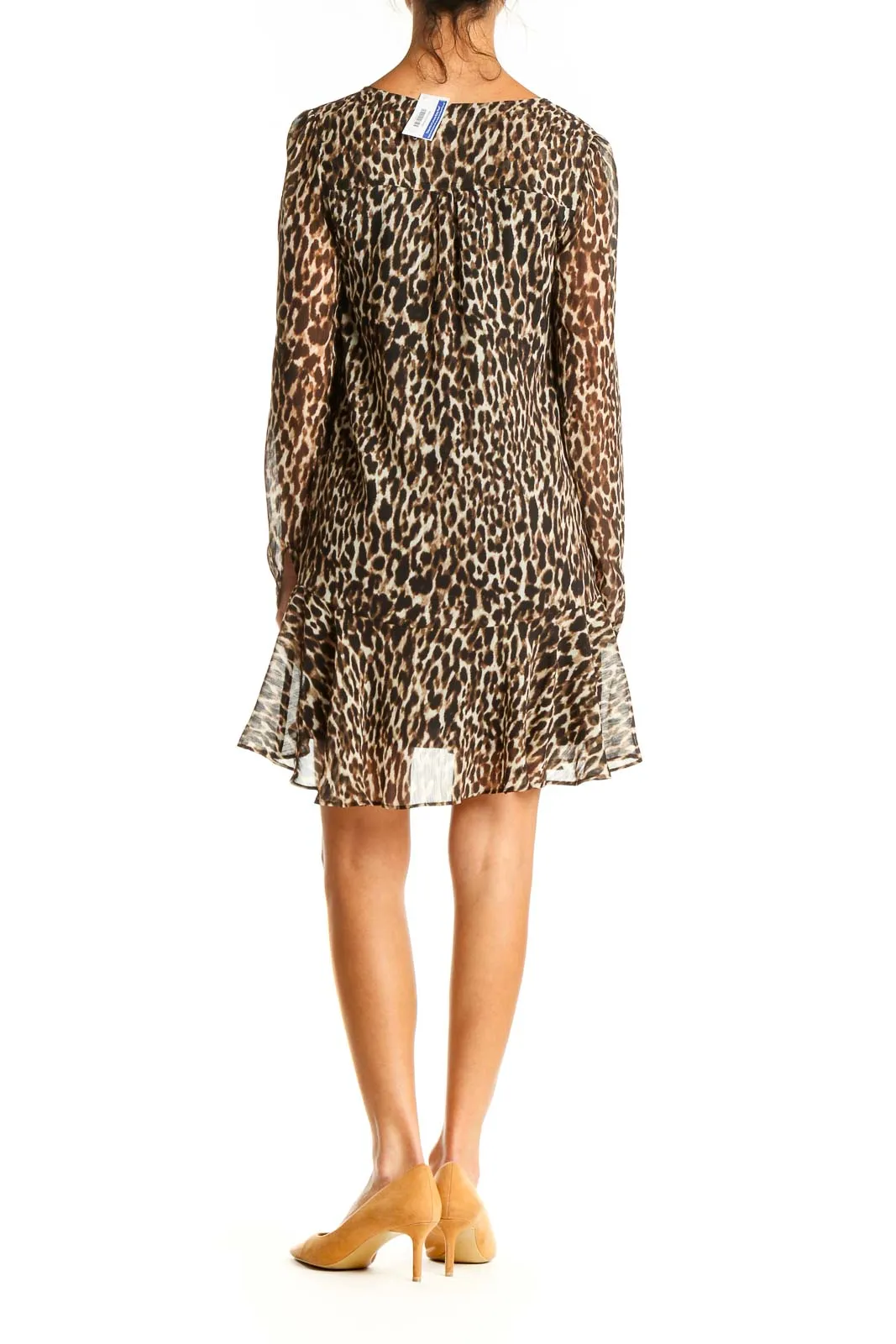 Brown Animal Print Day Shift Dress