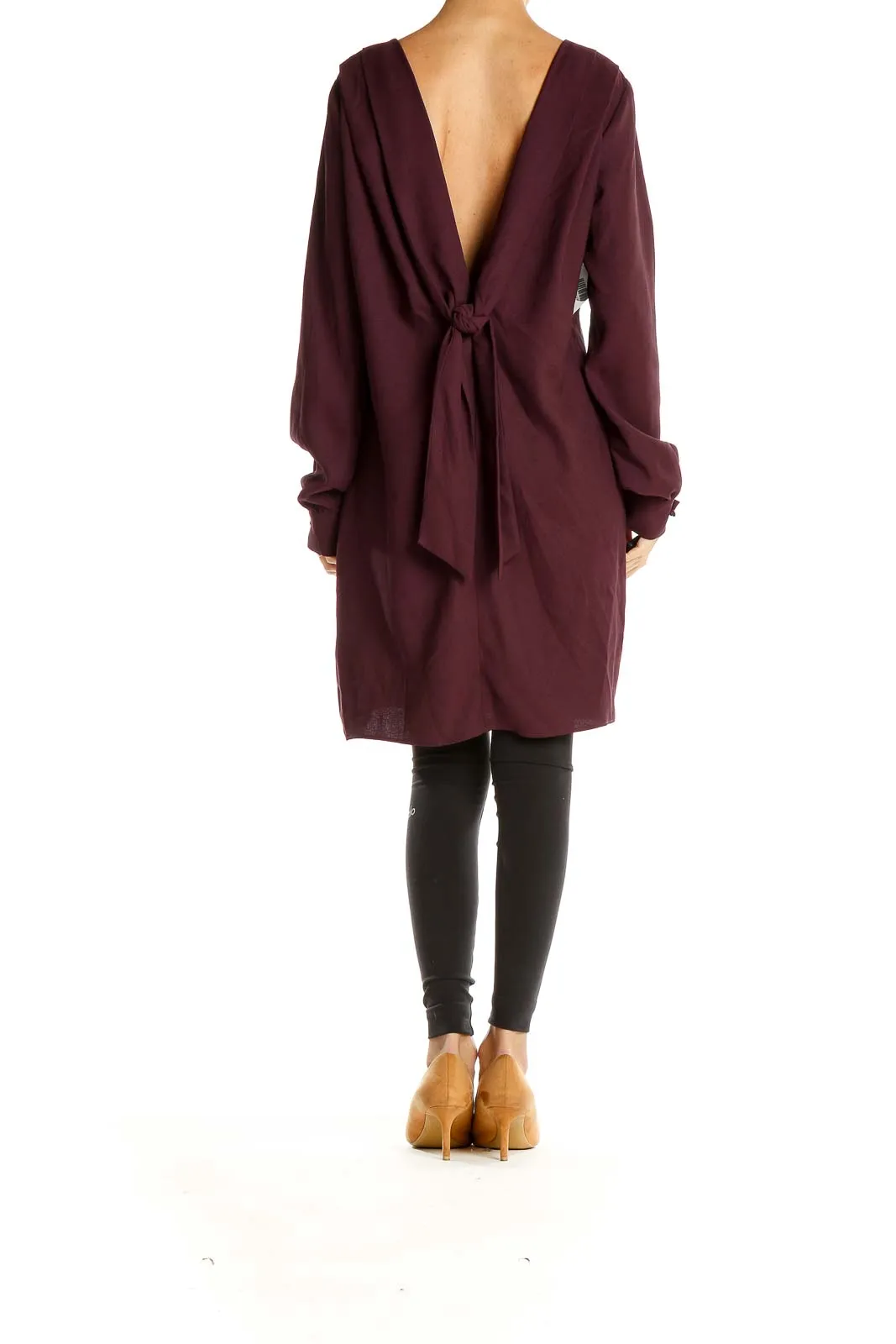 Burgundy Long Sleeve Shift Dress