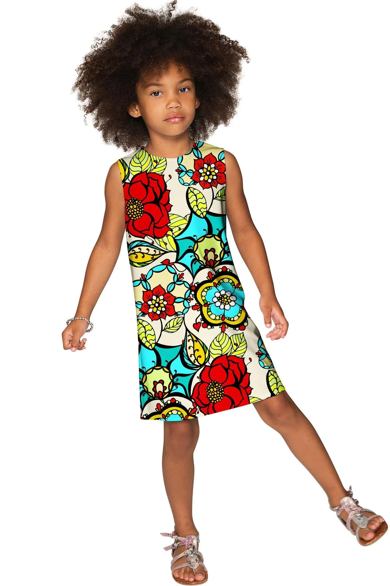 Carnaval Adele Beautiful Colorful Print Shift Dress - Girls