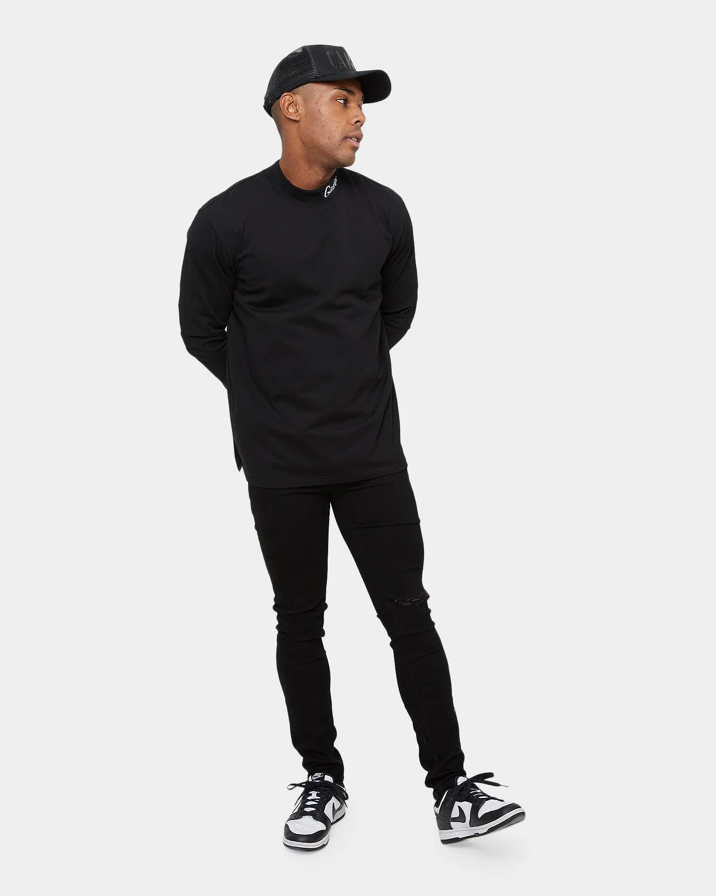 Carré Volle Mock Oversized Long Sleeve T-Shirt Black