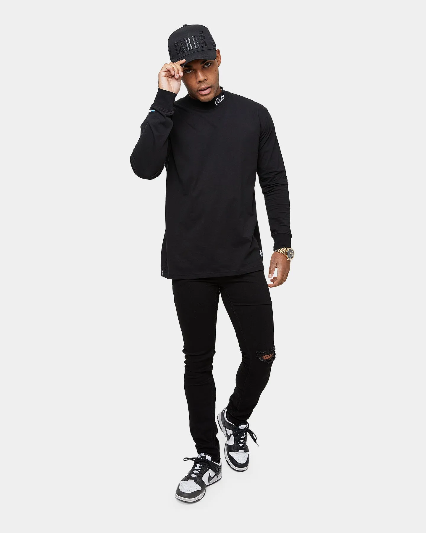 Carré Volle Mock Oversized Long Sleeve T-Shirt Black