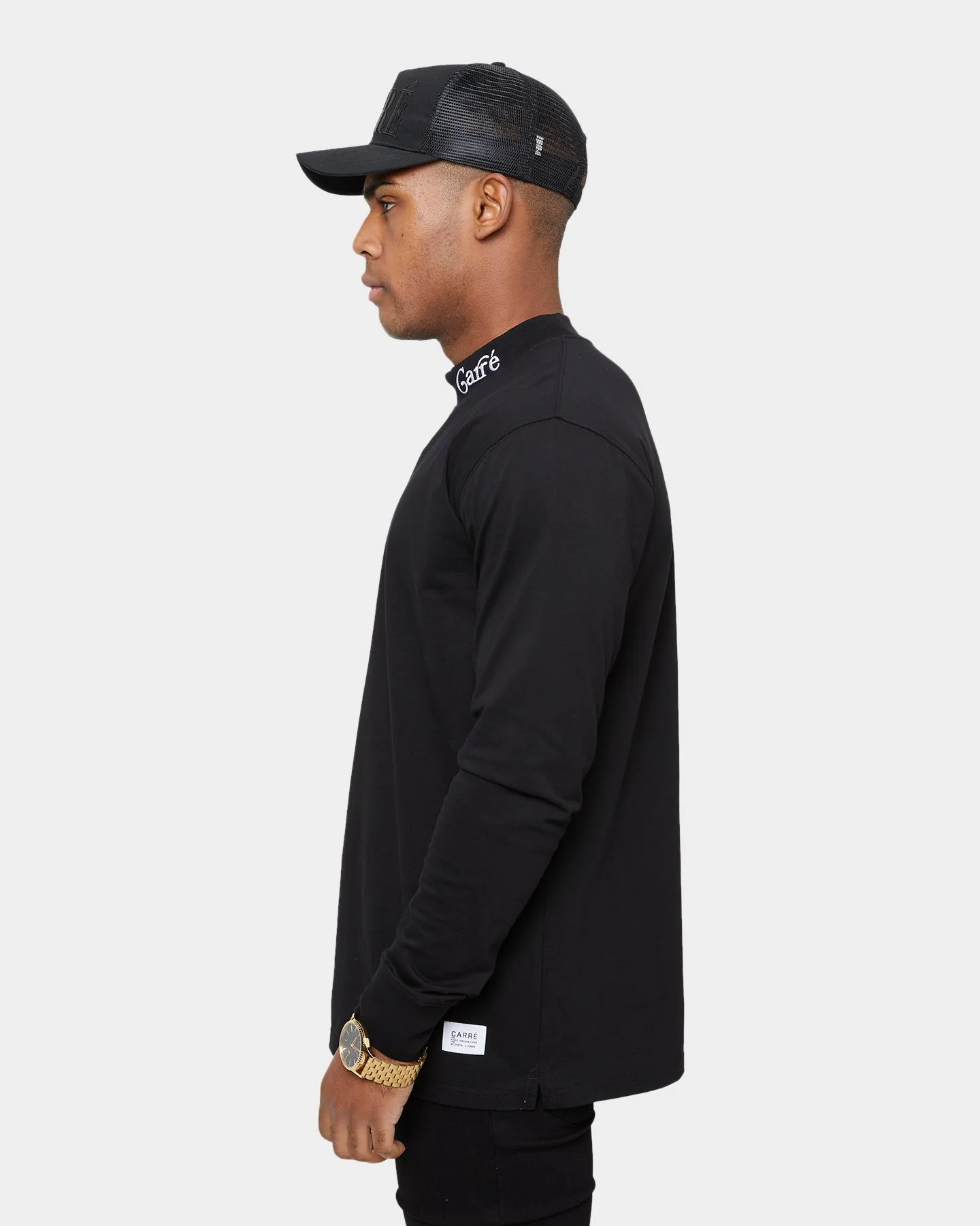 Carré Volle Mock Oversized Long Sleeve T-Shirt Black