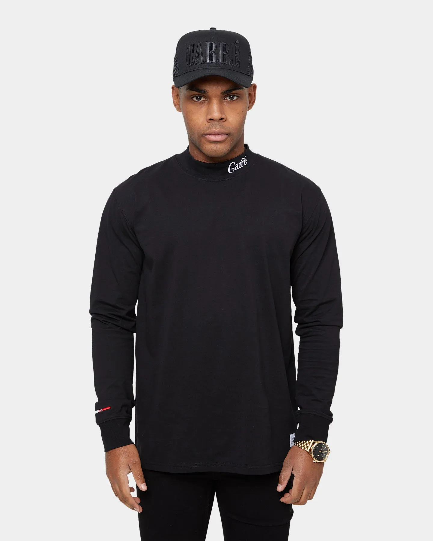 Carré Volle Mock Oversized Long Sleeve T-Shirt Black