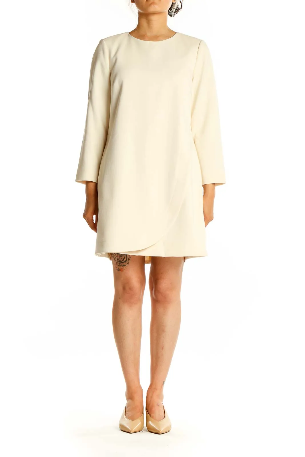 Cream Elegant Shift Dress