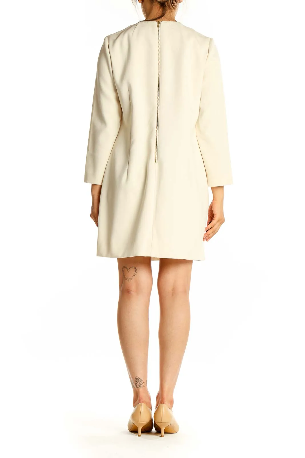 Cream Elegant Shift Dress