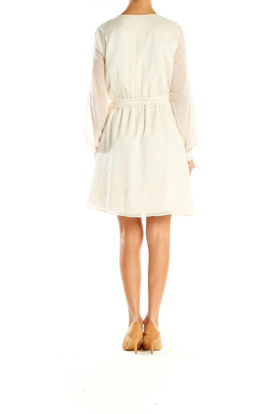 Cream Textured Wrap Dress