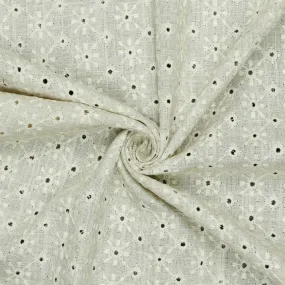 Embroidered Linen Viscose - Natural