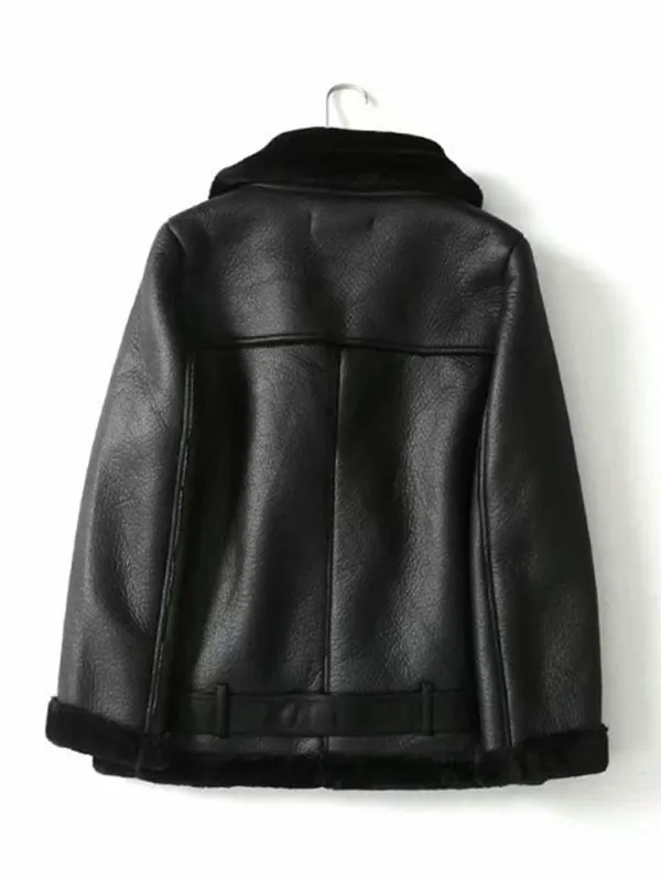 Faux Sheep Leather Fur Winter Flight Jacket