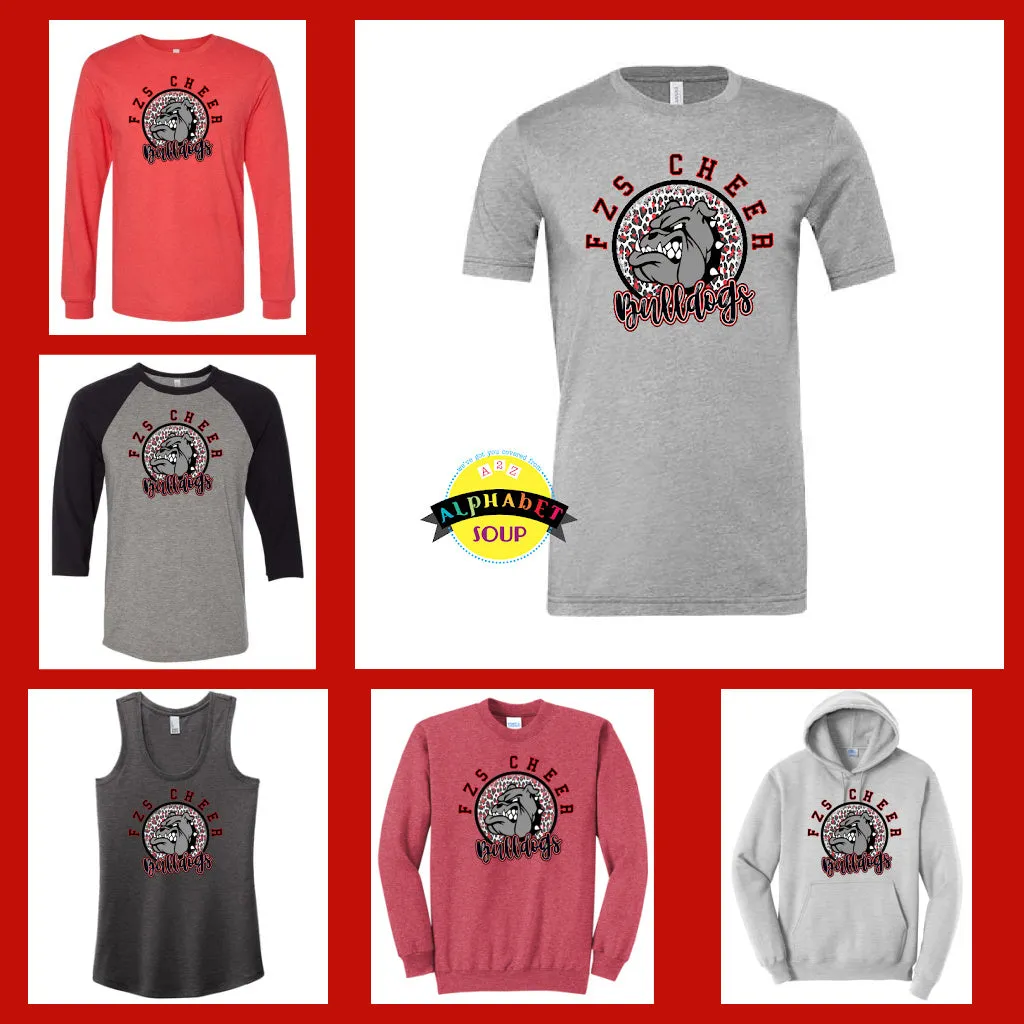 FZS Camo Bulldog Cheer Design In Adult and Youth Tanks Tees And Sweatshirts