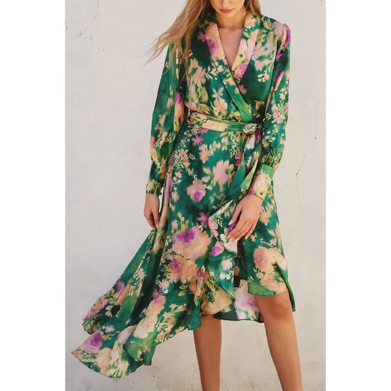 Giverny Ruffled Midi Wrap Dress