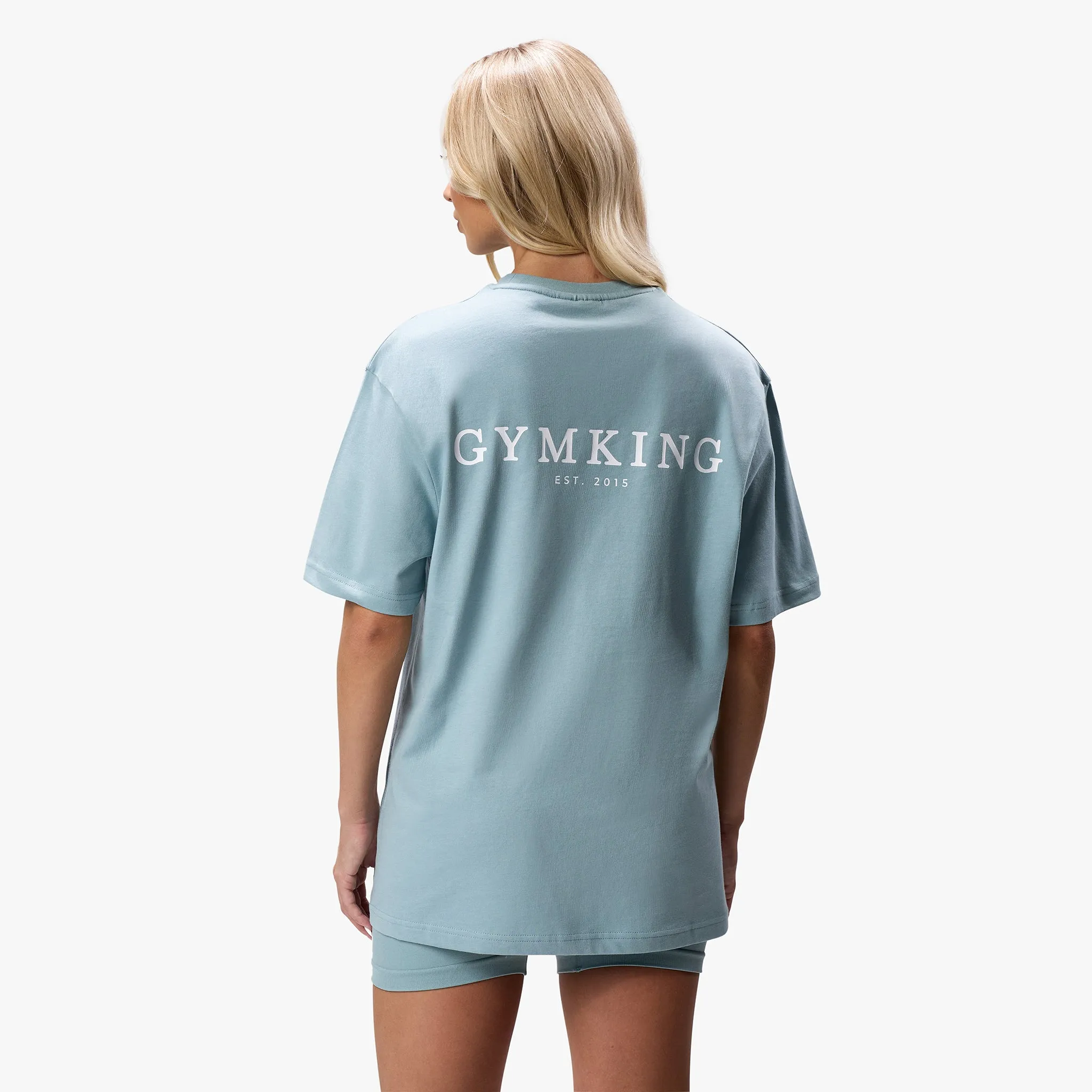 Gym King Established Boyfriend Tee - Stone Blue