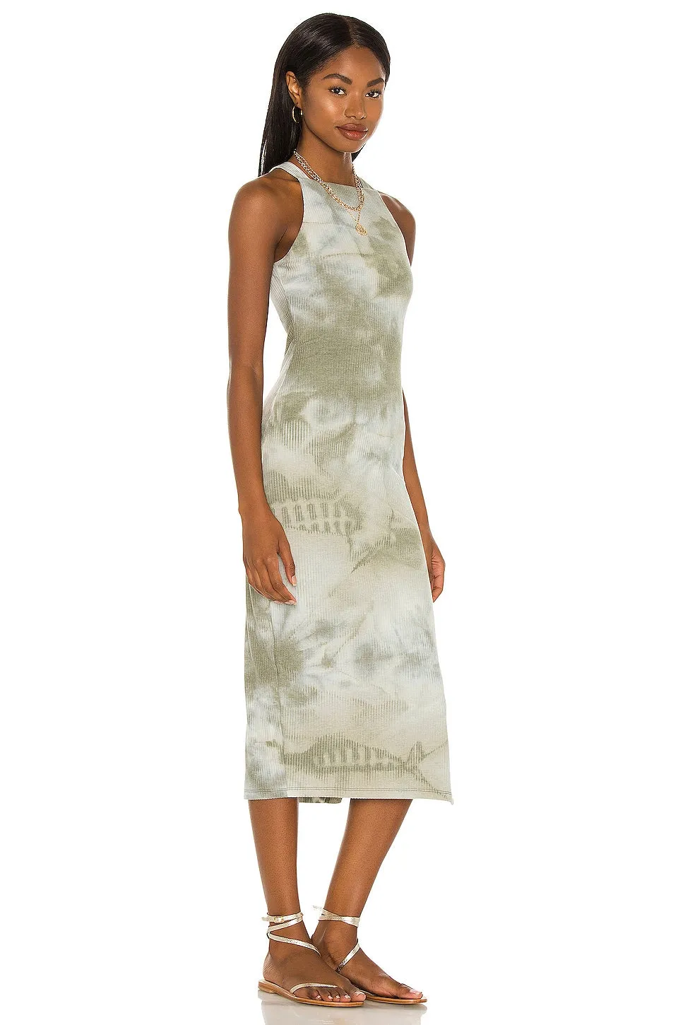 House of Harlow 1960 x REVOLVE Tali Midi Dress in Olive Green Tie Dye