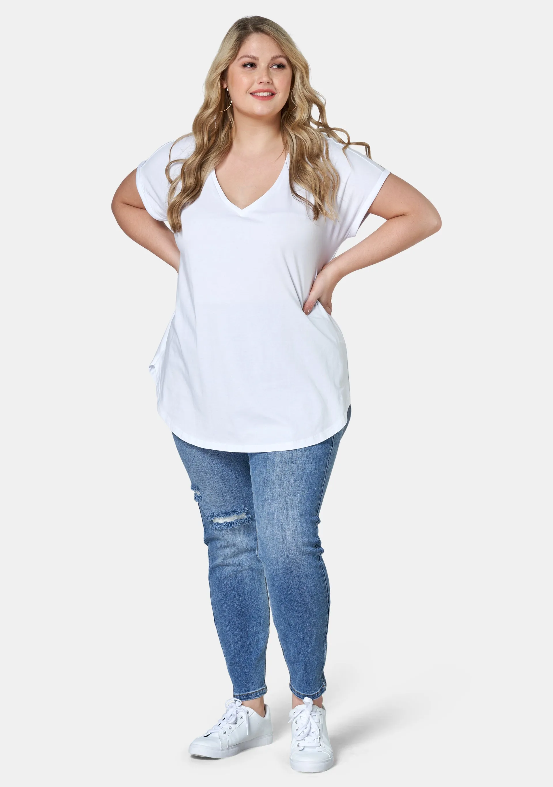 Jacinta Longline V Neck Tee