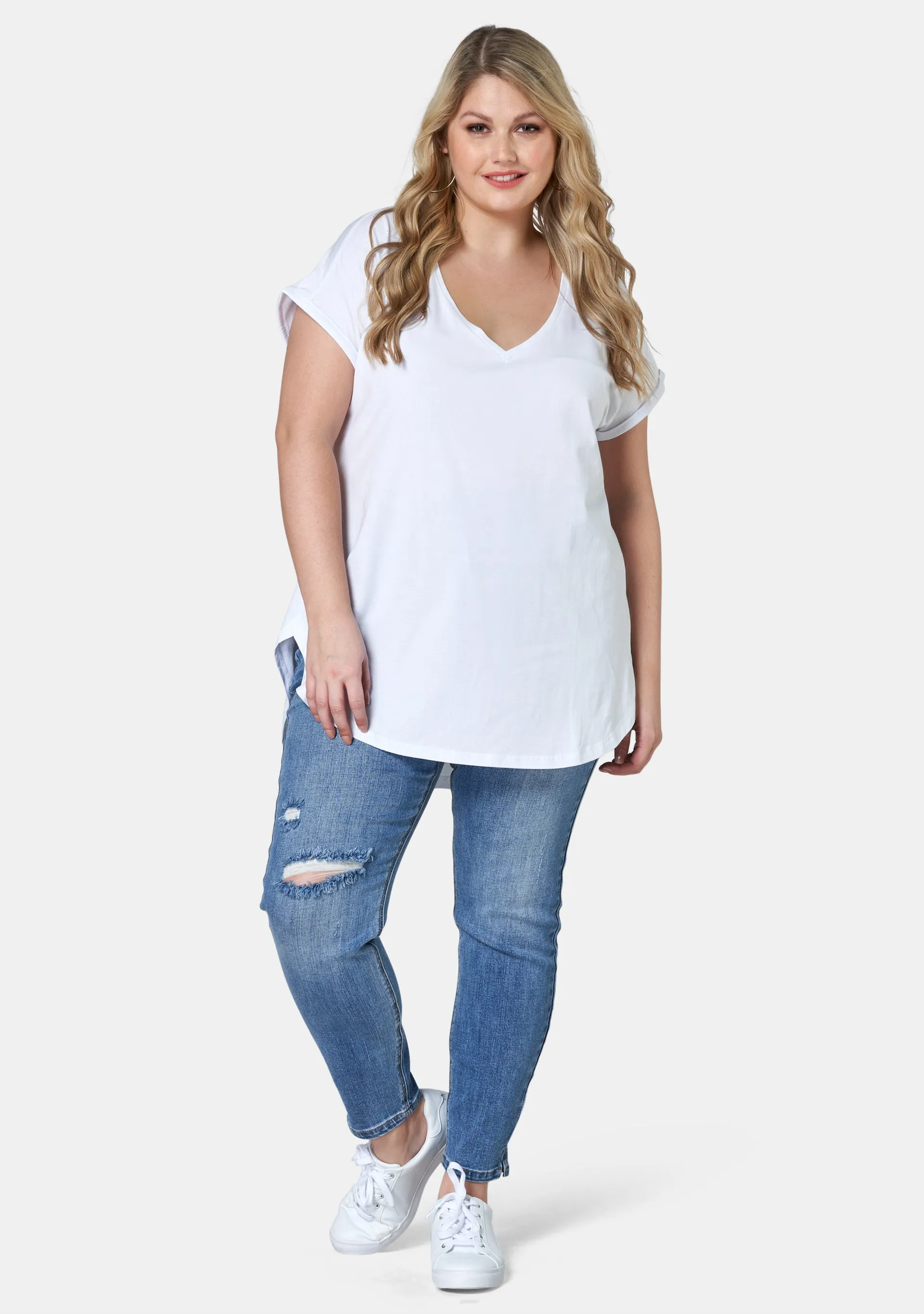 Jacinta Longline V Neck Tee