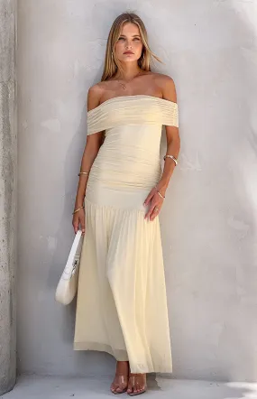 Joesy Cream Off The Shoulder Maxi Dress