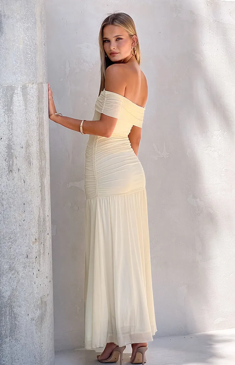 Joesy Cream Off The Shoulder Maxi Dress