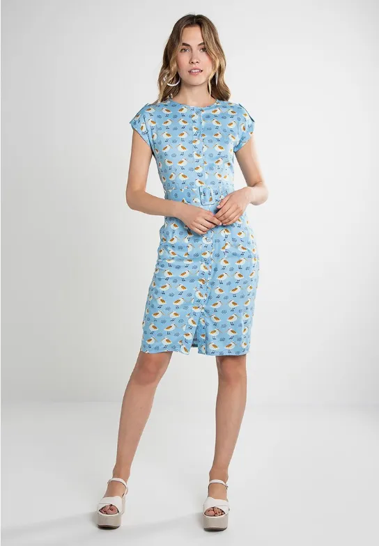 Lavinia Button Down Dress Sky