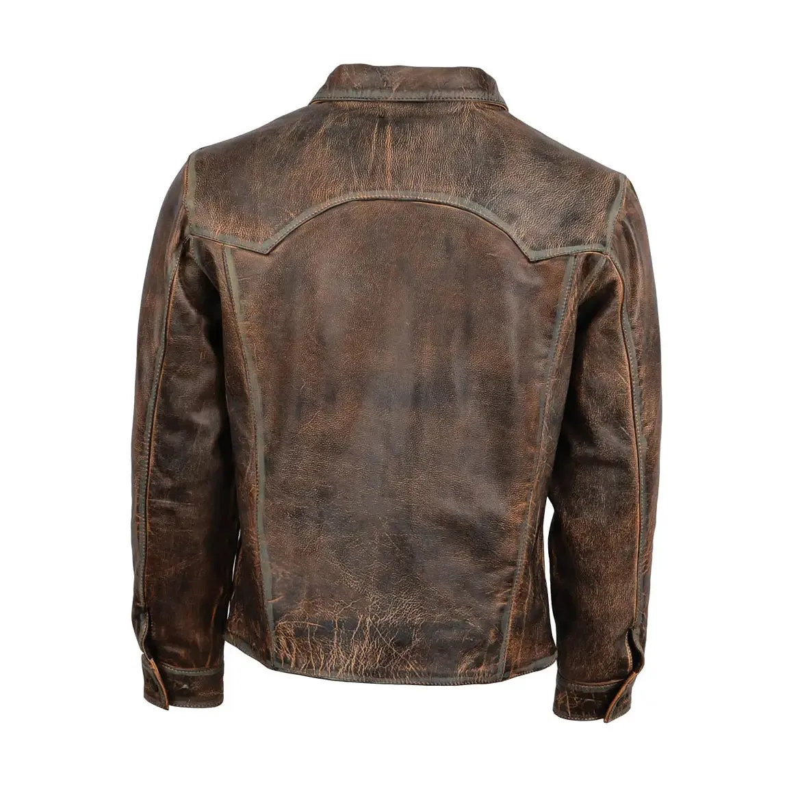 Mens Distressed Brown Leather Biker Jacket