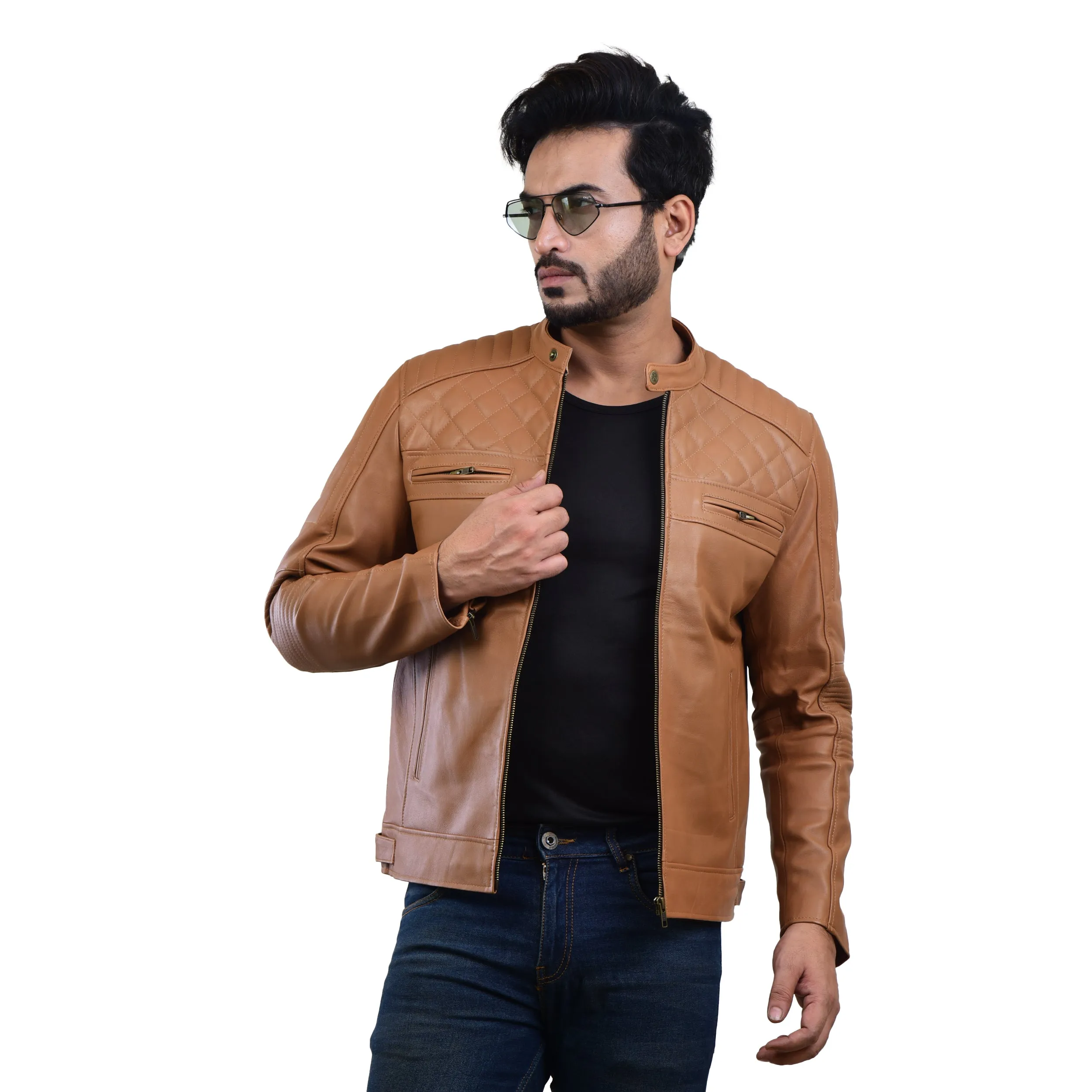 MENS LEATHER JACKET 410138(TAN)