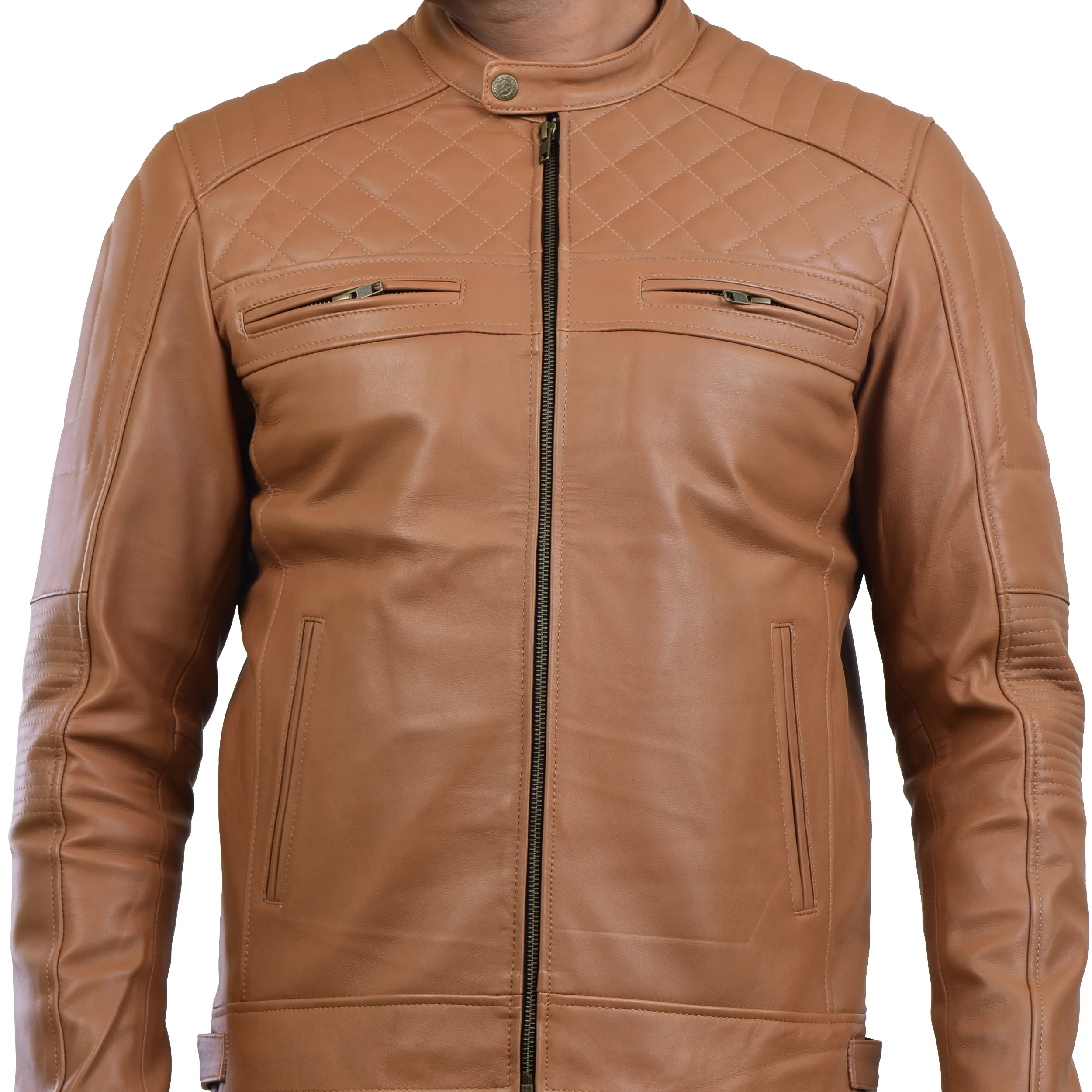 MENS LEATHER JACKET 410138(TAN)