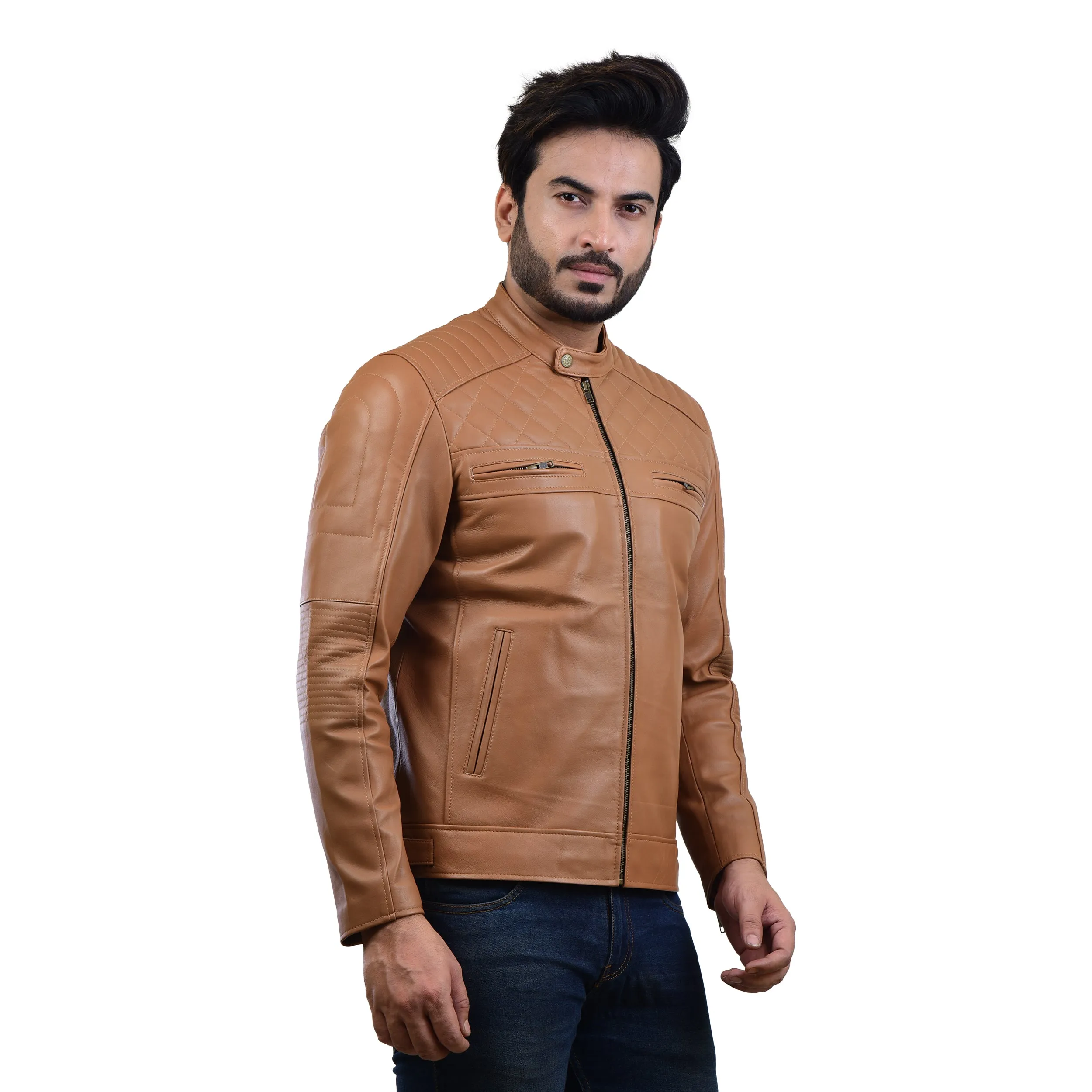 MENS LEATHER JACKET 410138(TAN)