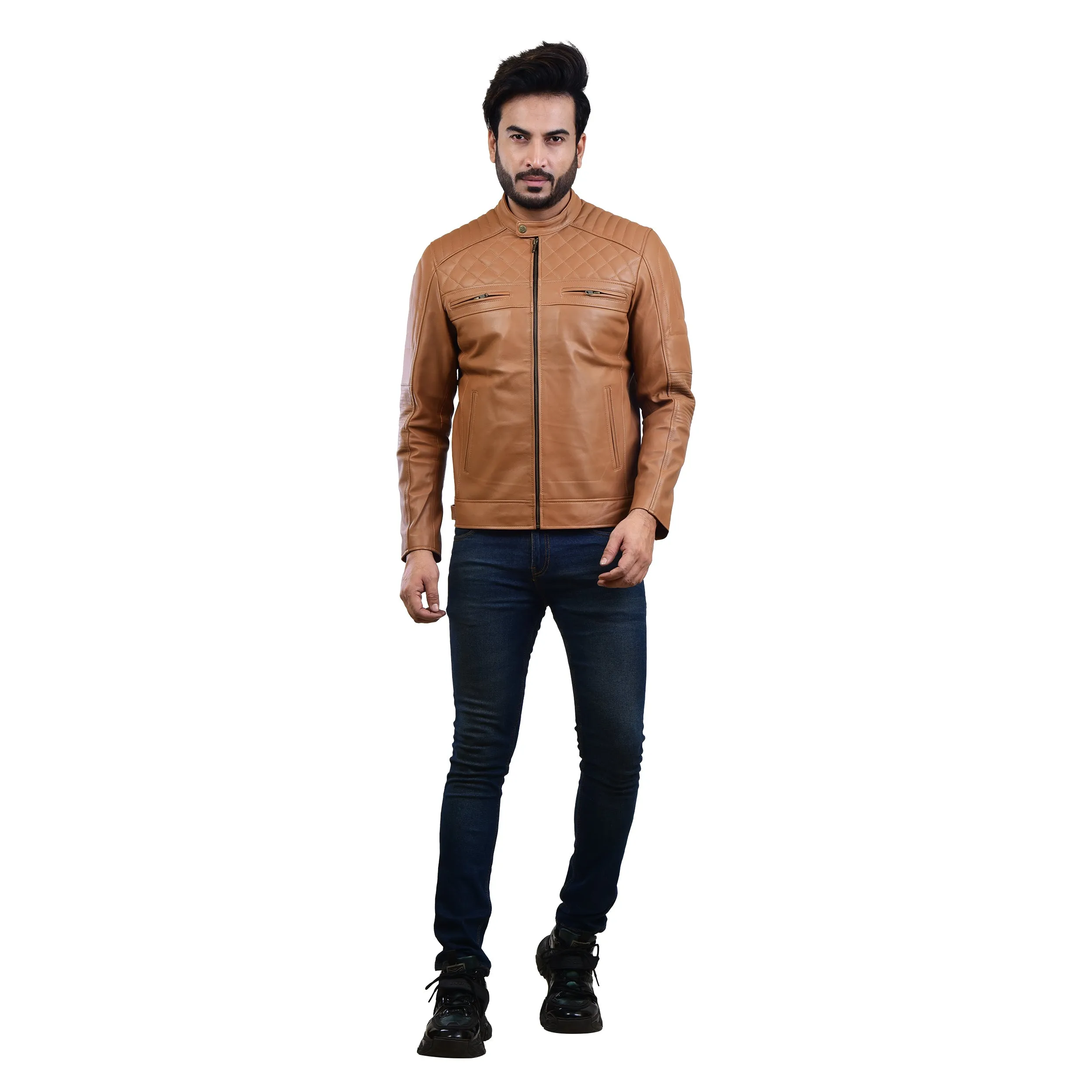 MENS LEATHER JACKET 410138(TAN)