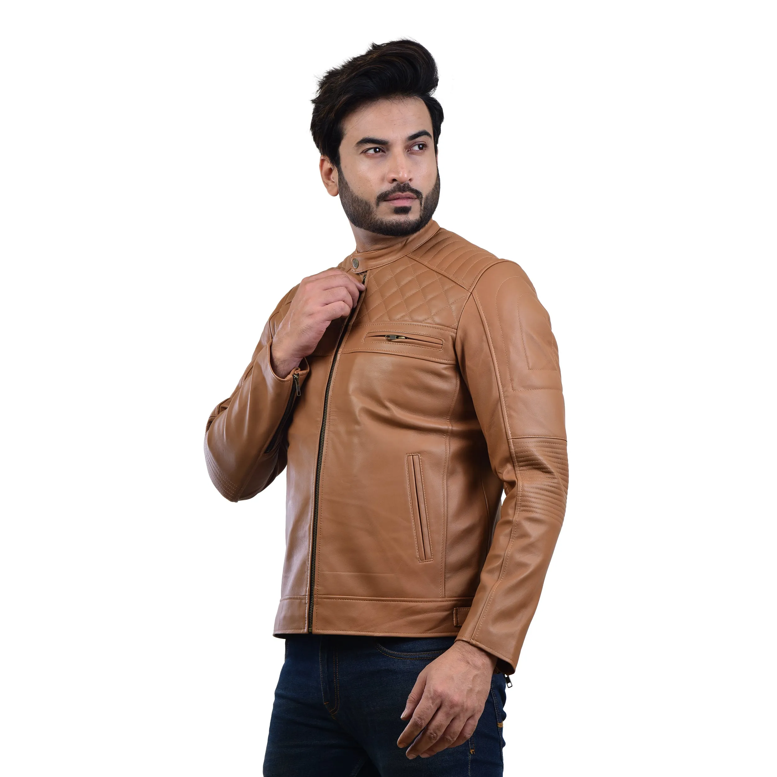 MENS LEATHER JACKET 410138(TAN)