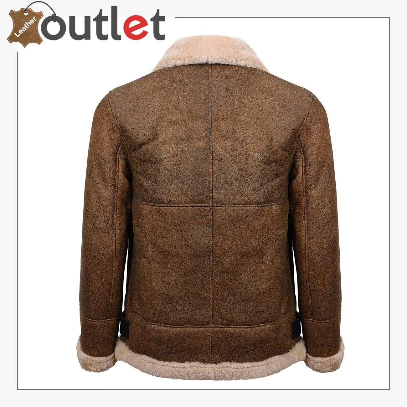 Mens Light Brown B3 Sheepskin Aviator Flying Leather Bomber Jacket