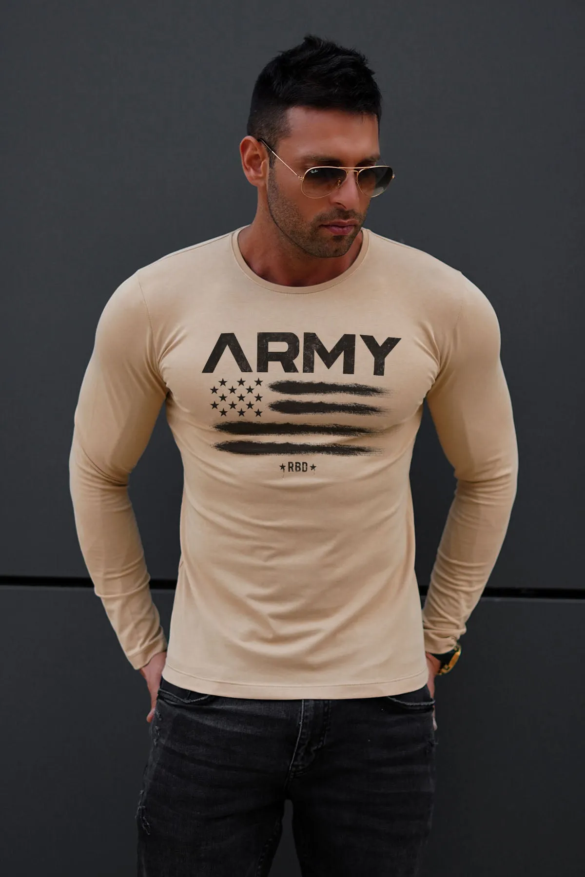 Mens Long Sleeve T-shirt "ARMY" MD711