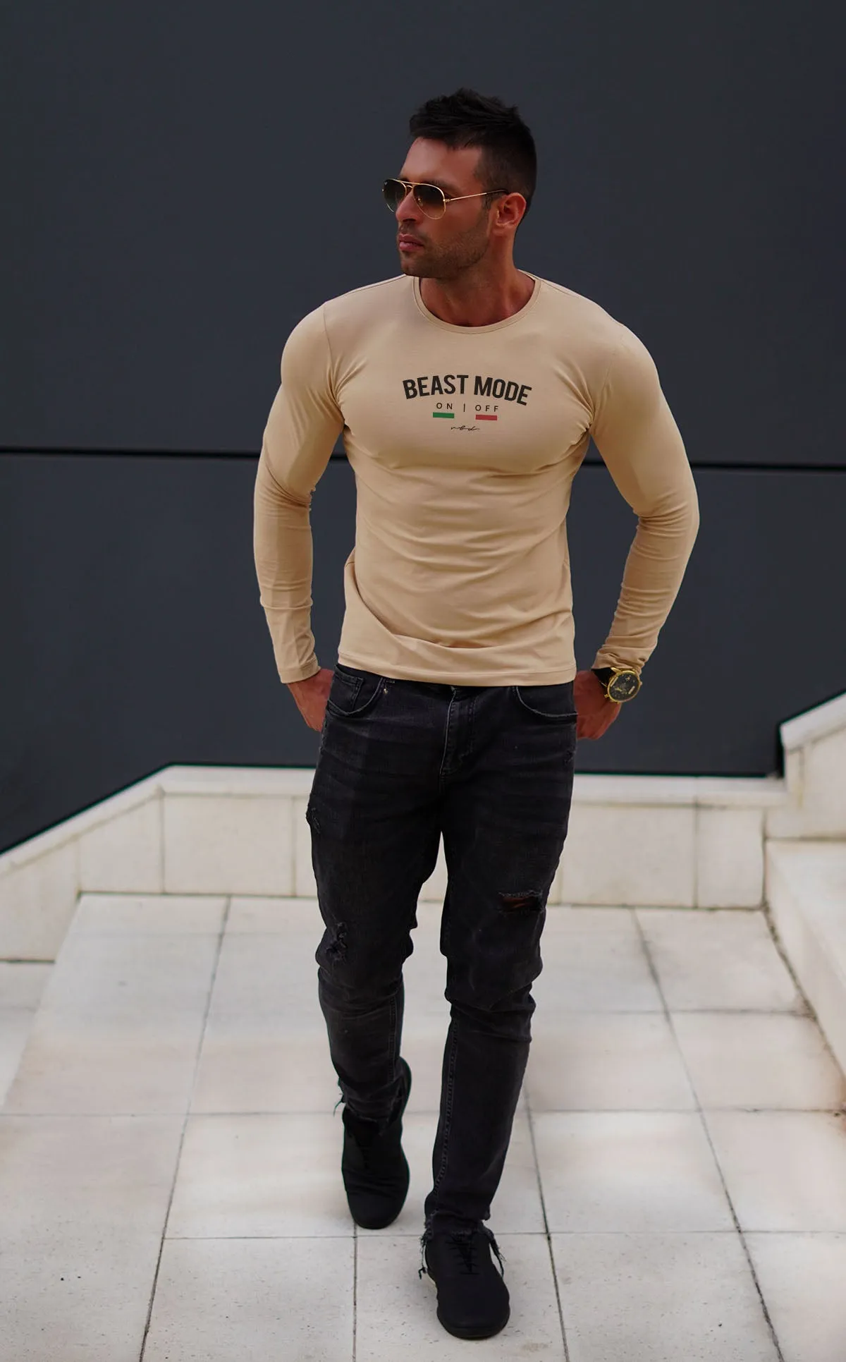 Mens Long Sleeve T-shirt "BEAST MODE ON" MD930