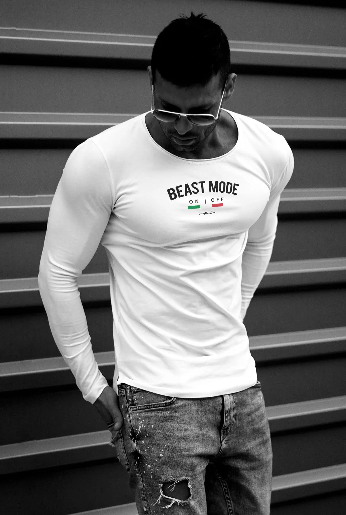 Mens Long Sleeve T-shirt "BEAST MODE ON" MD930