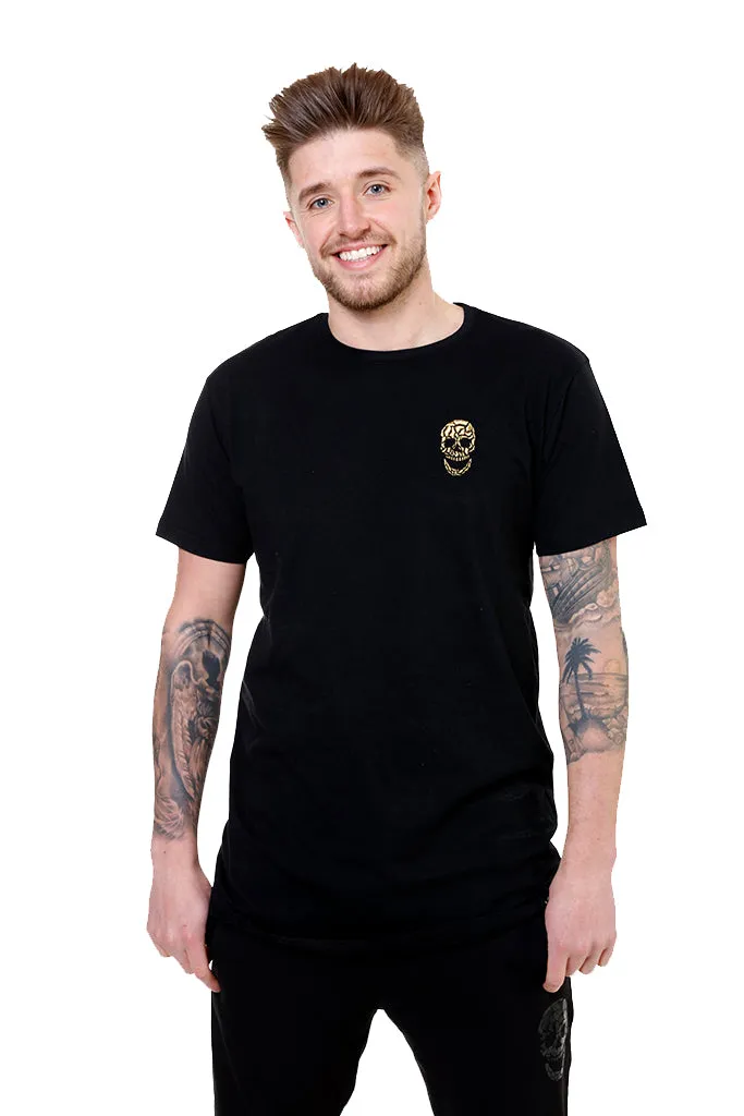 Mens Longline Black T-Shirt