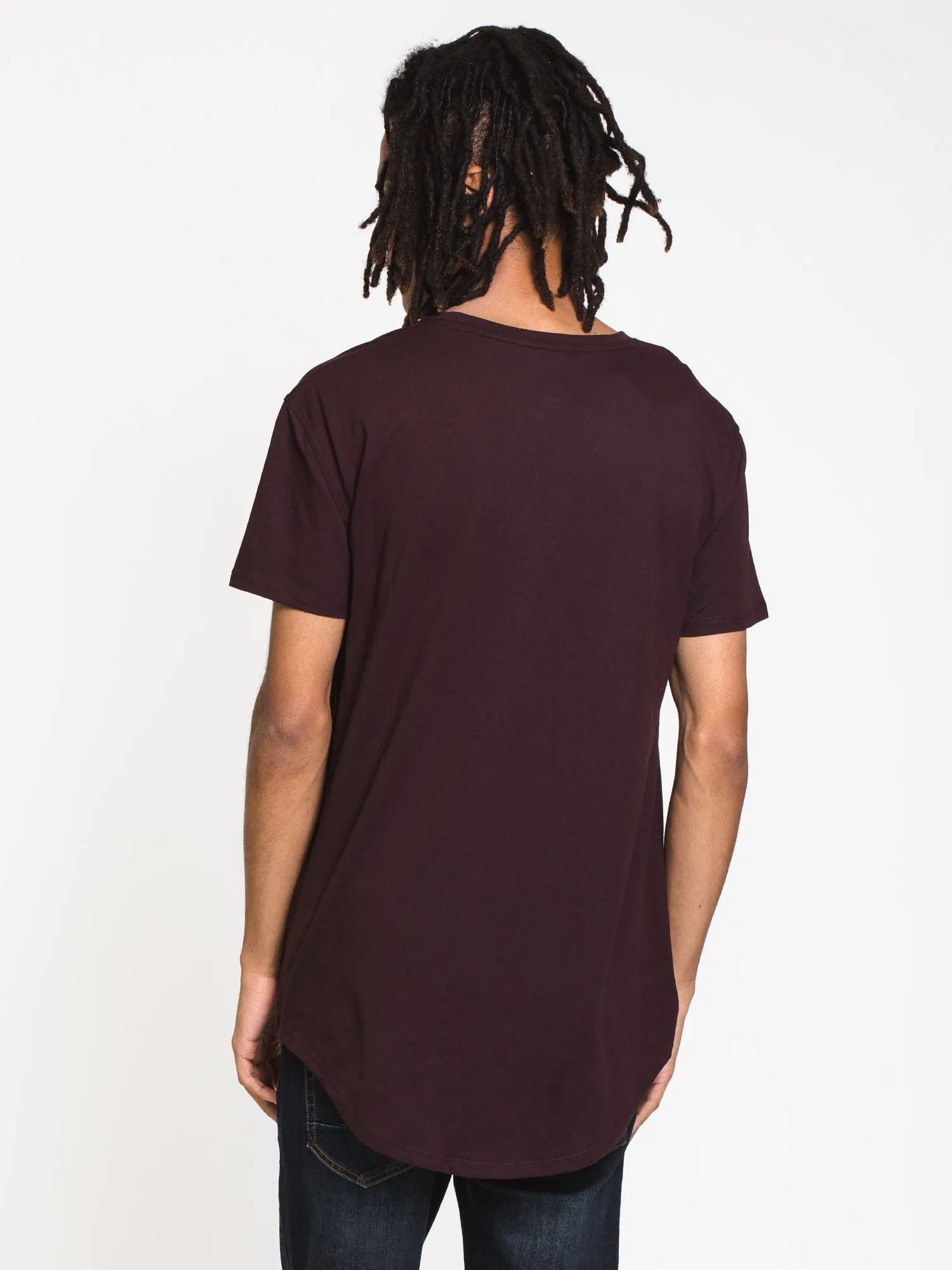 MENS LONGLINE T - PLUM - CLEARANCE