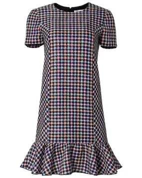 Multicolor Tweed Short Sleeve Shift Dress