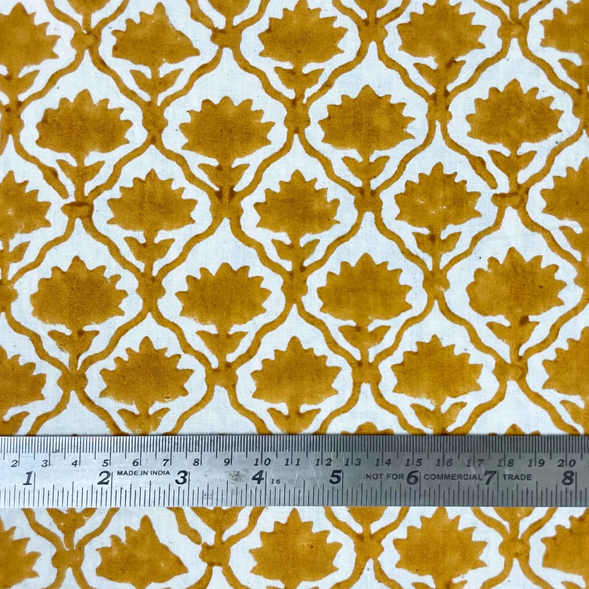 Mustard Kalamkari Organic Cotton Fabric