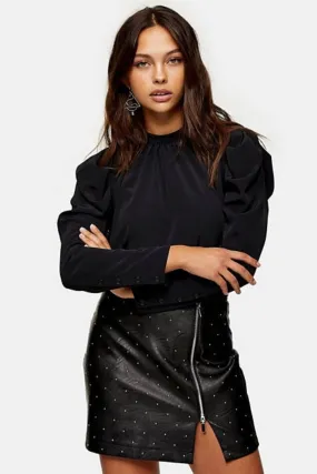 Mutton Sleeve Blouse In Black