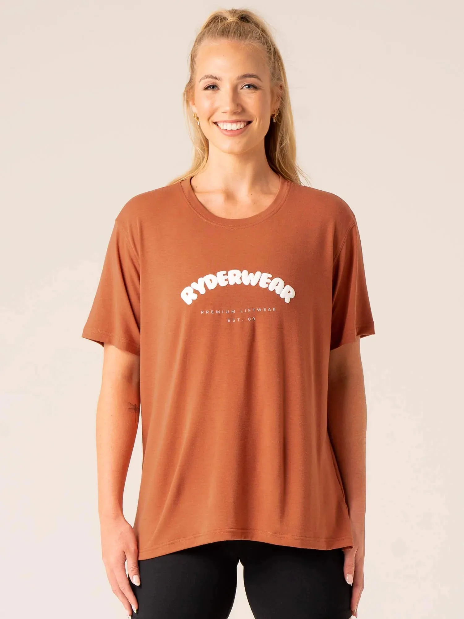 Off Side Longline T-Shirt - Mocha