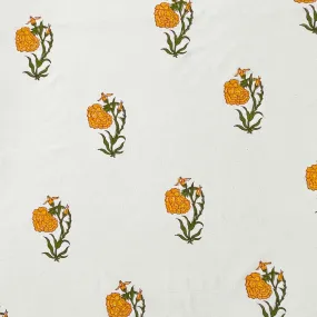 Orange Marigold Hand Block Printed Organic Fabric